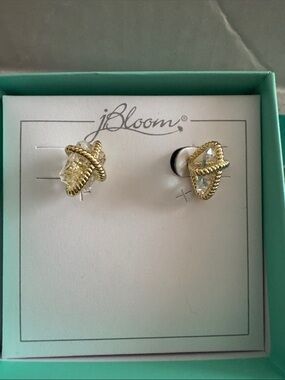 bloom Gold Rope Knot Earrings with Clear Crystals